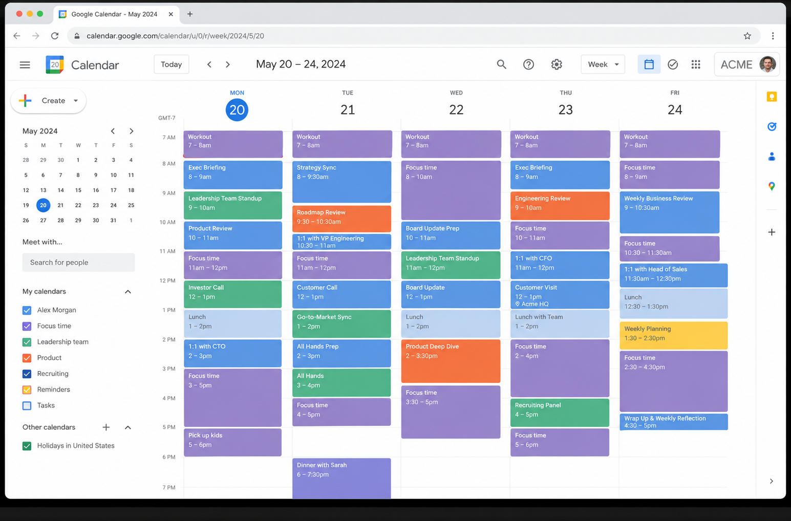 Busy Google Calendar